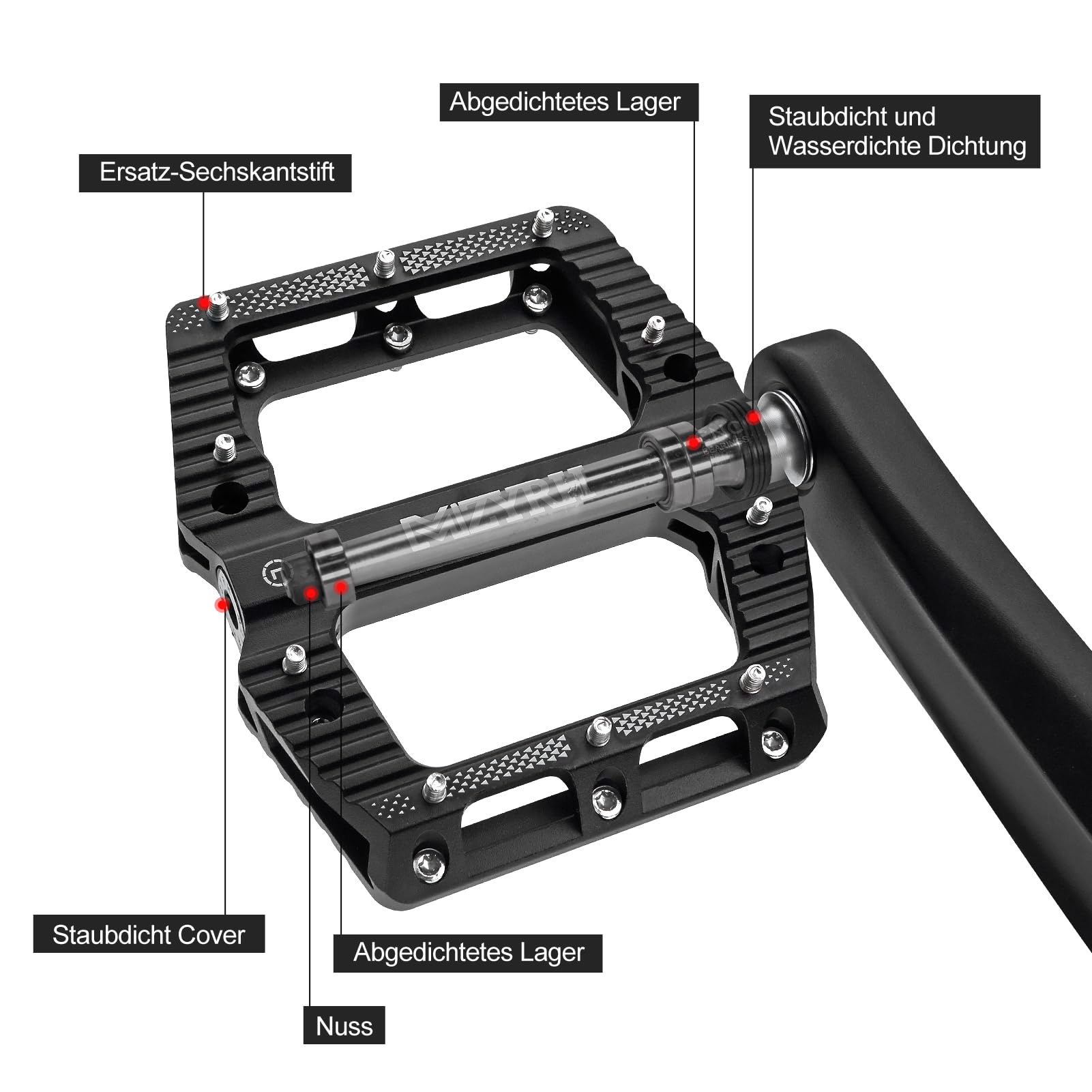 MZYRH Pedali MTB per mountain bike con 3 cuscinetti sigillati