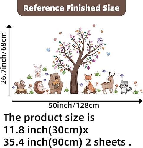 Miniatura 4 de Calcomanías de pared de animales del bosque, calcomanías de pared de árbol, ardilla, ciervo, erizo, conejo, oso, búho, mapaches, decoración de pared