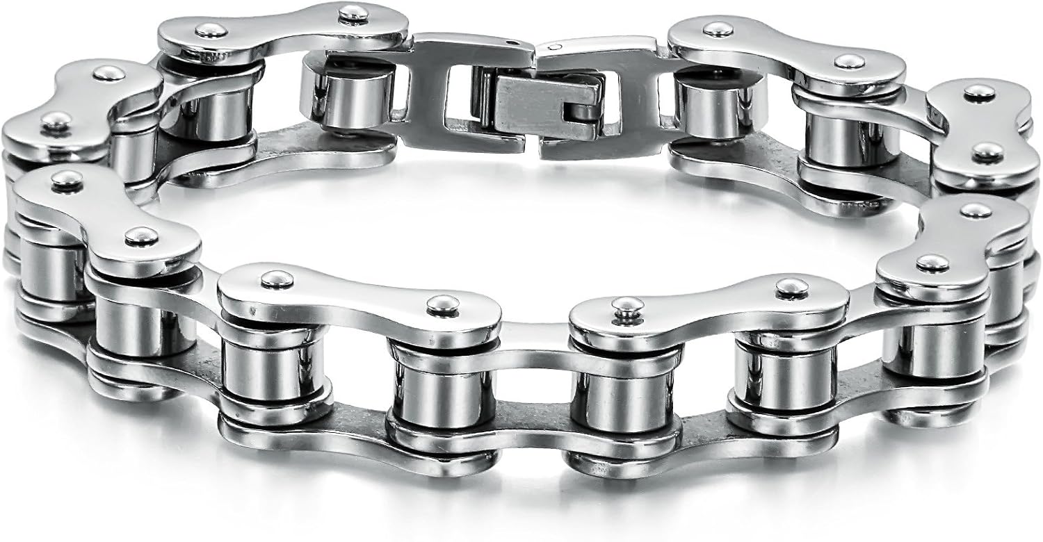SunnyHouse New Men's Titanium Stainless Steel Bracelet Harley Bike Chain Design Sporting