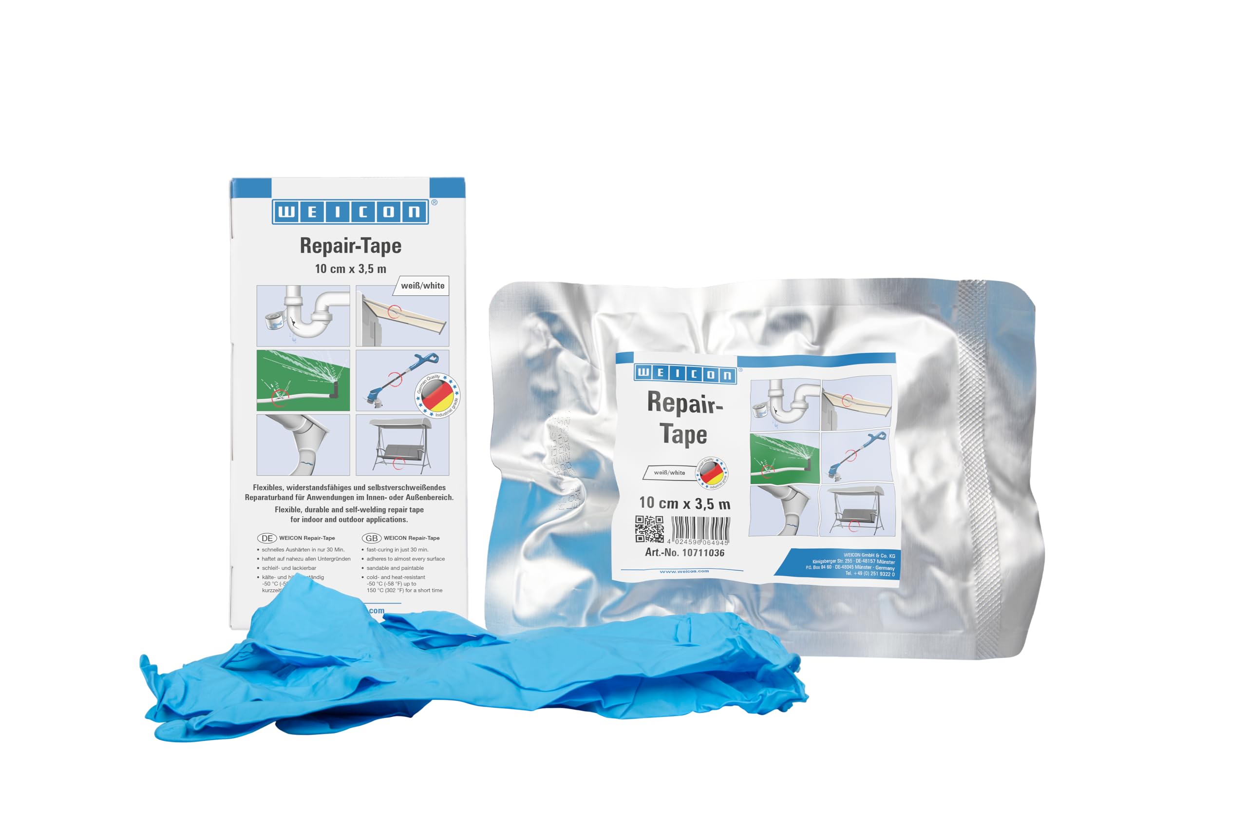 WEICON Tubo di riparazione autosaldante | Nastro di riparazione autosaldante per tubi interni ed esterni | 12,5 cm x 10 m | Bianco