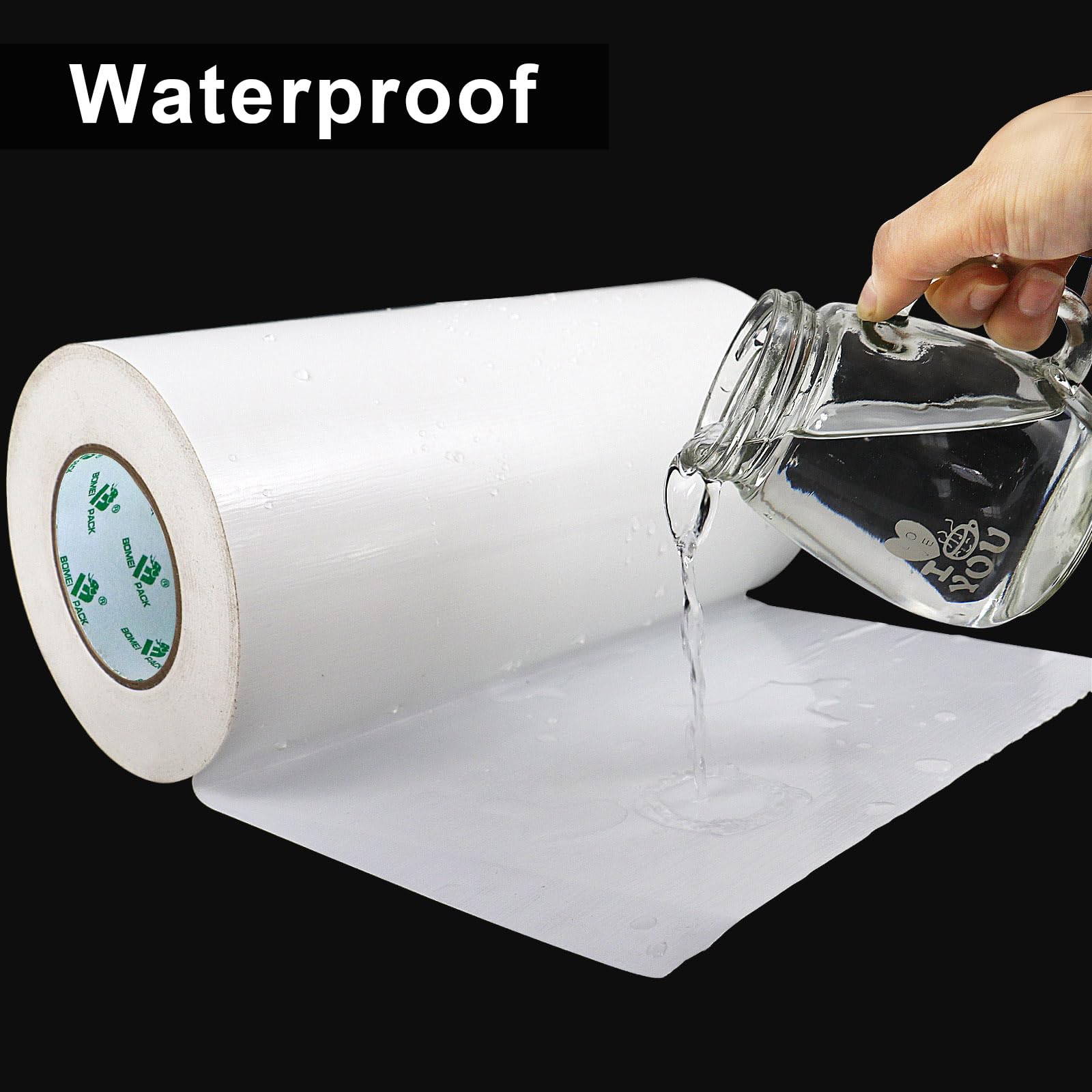 BOMEI PACK Cinta adhesiva de tela blanca de 300 mm x 50 m, reforzada, resistente al agua, cinta adhesiva resistente para fijar reparaciones, manualidades, etiquetado, cajas de sellado para trabajos en