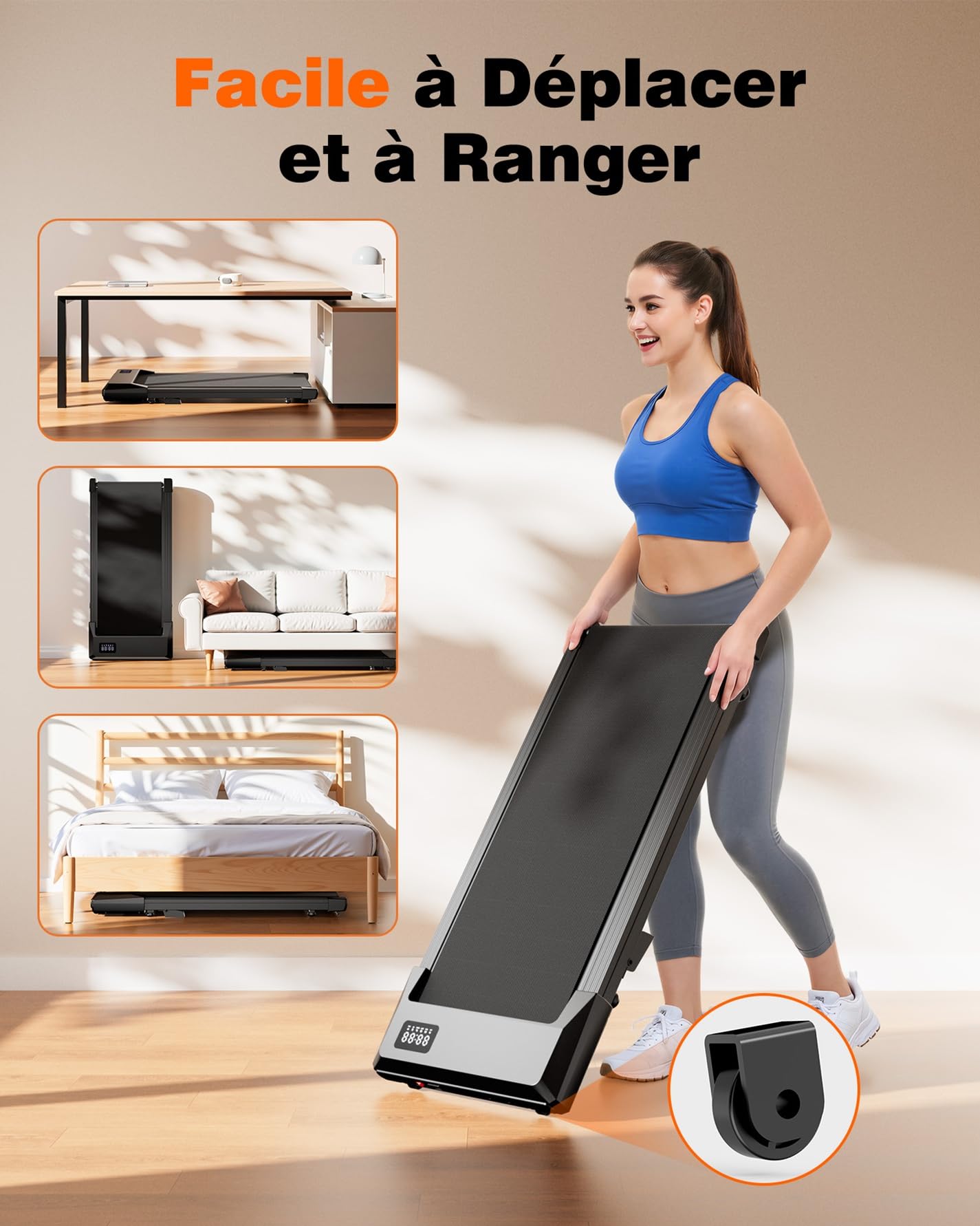 Superun Raceable Tapis de Course 136KG Capacité avec APP Contrôle Walking Pad