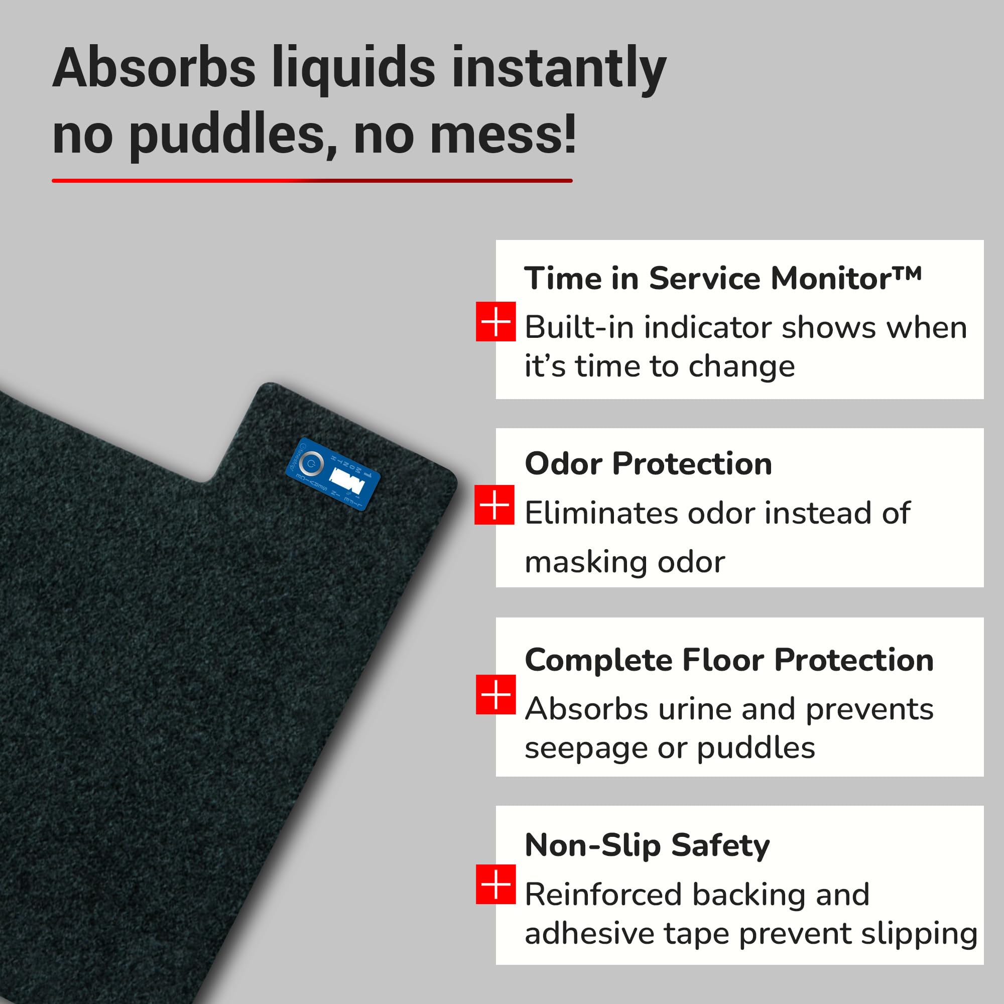 Disposable Commode Mats, Odor Eliminating, Non-Slip Adhesive, Case of 12, Charcoal, Made in the USA — Amazon image 3