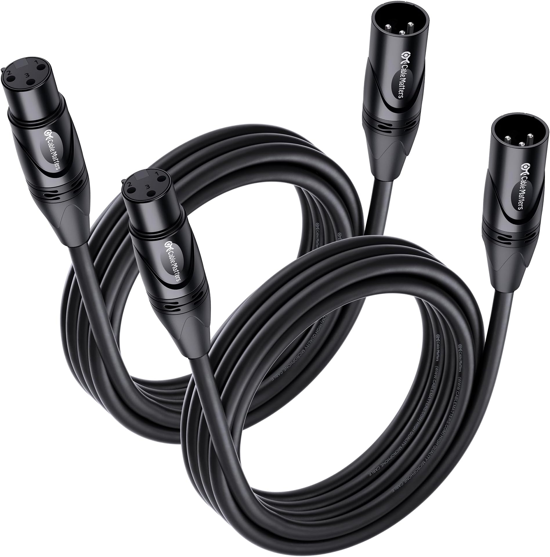 Cable Matters 2-Pack Premium XLR to XLR Microphone Cable 3m, Male to Female Microphone Cable, Oxygen-Free Copper (OFC) Mic Cord