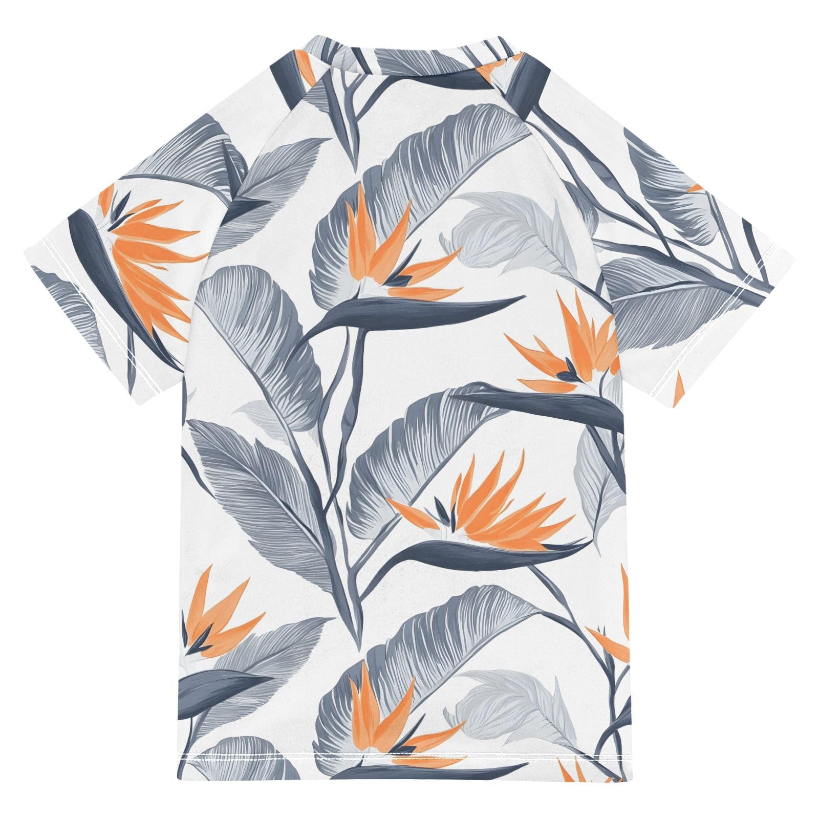 Boys Rash Guard Short Sleeve Swim Shirts for Boys Strelitzia Ink Print Sun Protection 7-8T