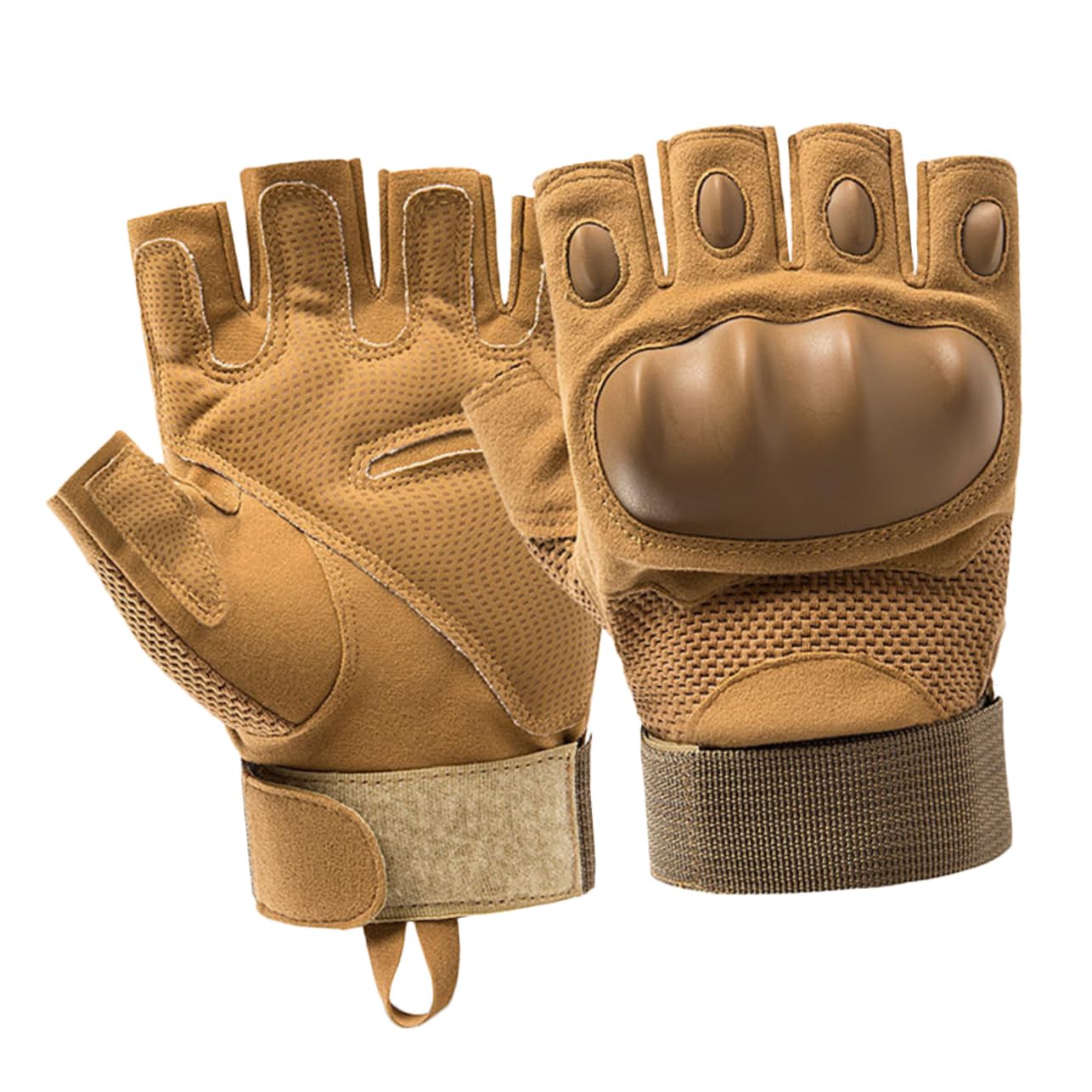 BCOATH 1Pair Half Finger Cycling Gloves for Men Women Wear Resistant Non Slip Fitness Mitts for Outdoor Sports Mountain Climbing Gym Training Khaki