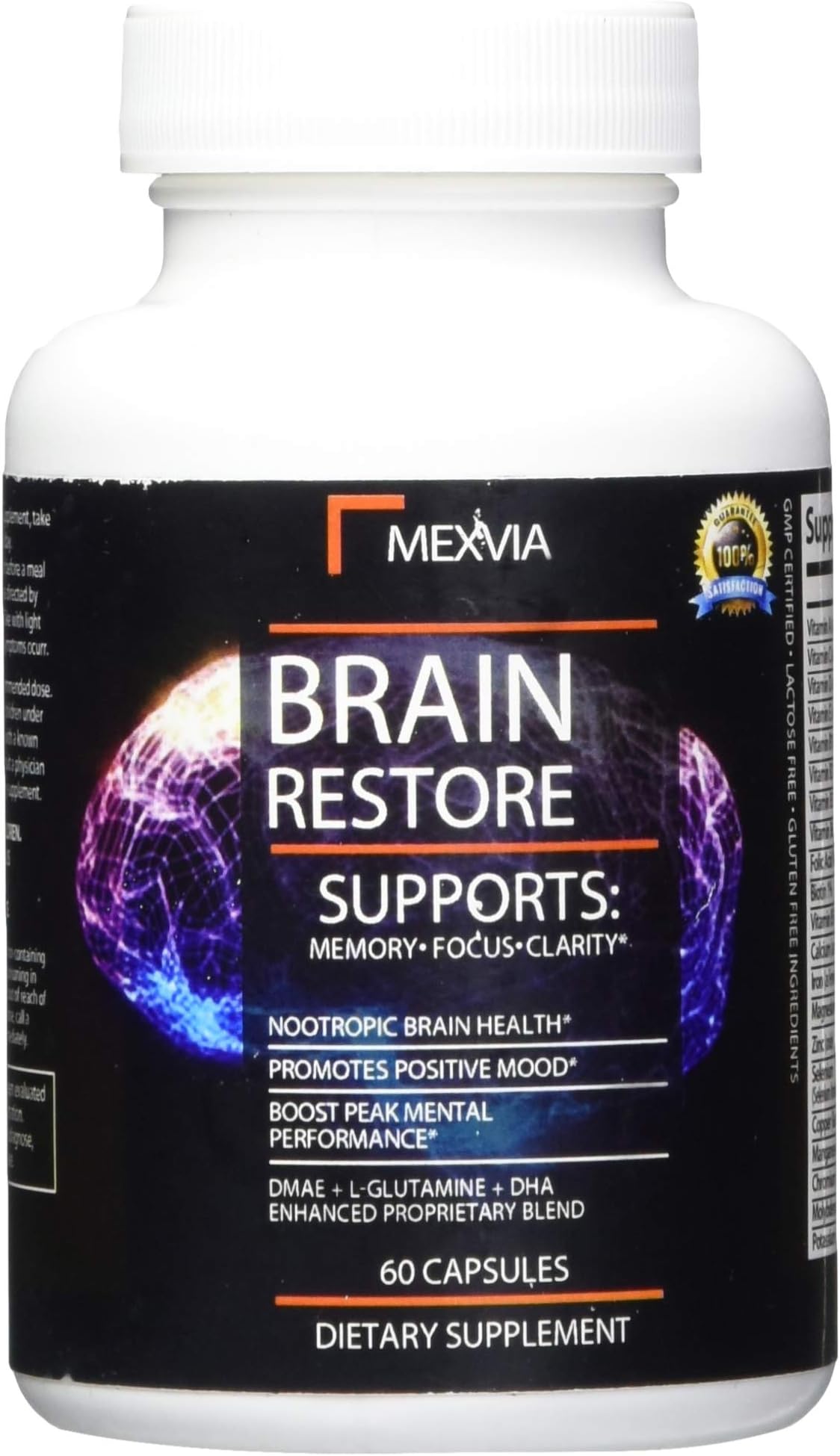 Brain Supplement for Focus, Energy, Memory and Mental Clarity Nootropic with DMAE, Bacopa Monnieri, L-Glutamine, Huperzine A,Multivitamins and Minerals