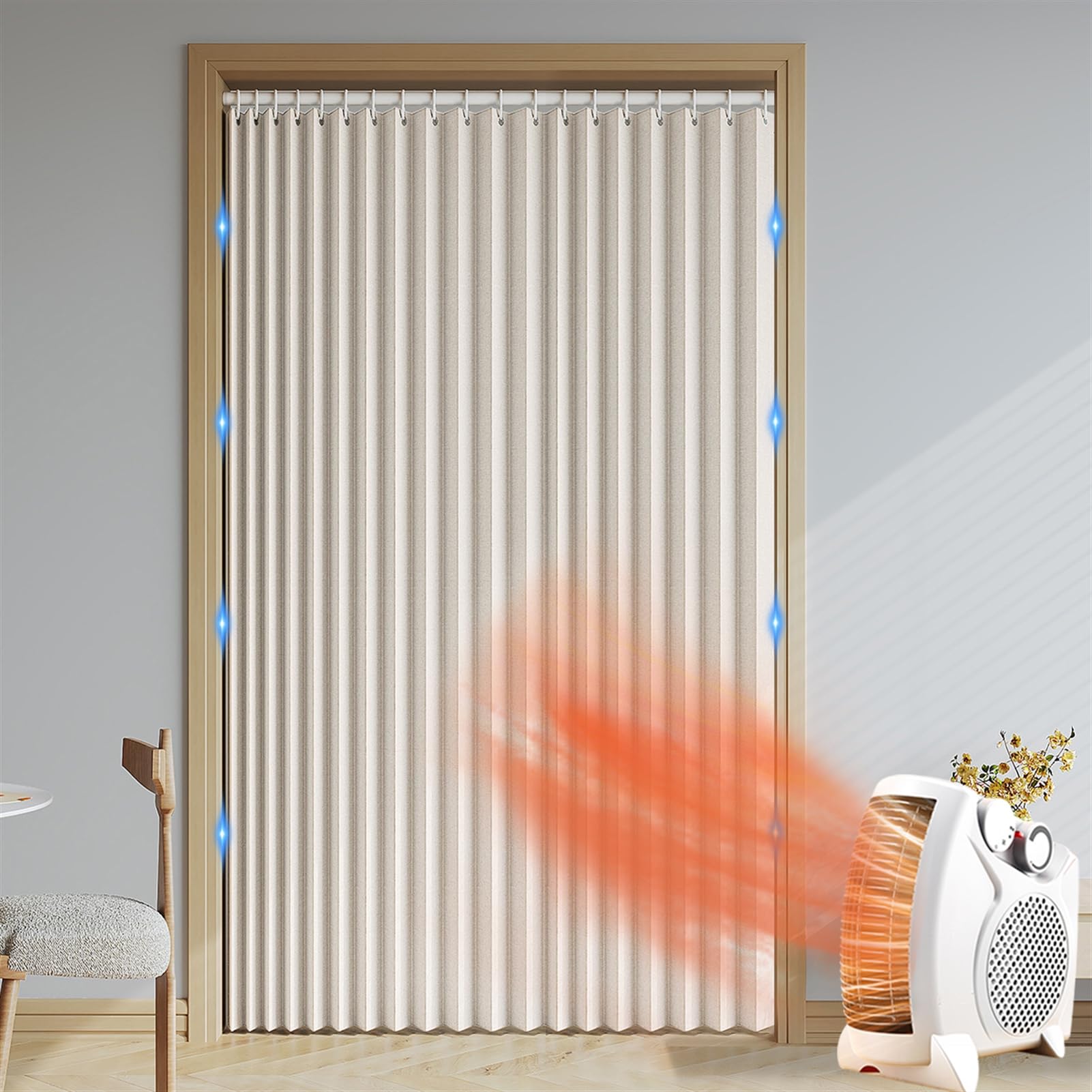Cortina Cortina Aislante Termica Magnética Plegable, Cortinas Opaca Invisibles para Puertas de Entrada, Sala de Estar, Armarios y Dormitorios, 220 g/m², Beige, 100x220cm