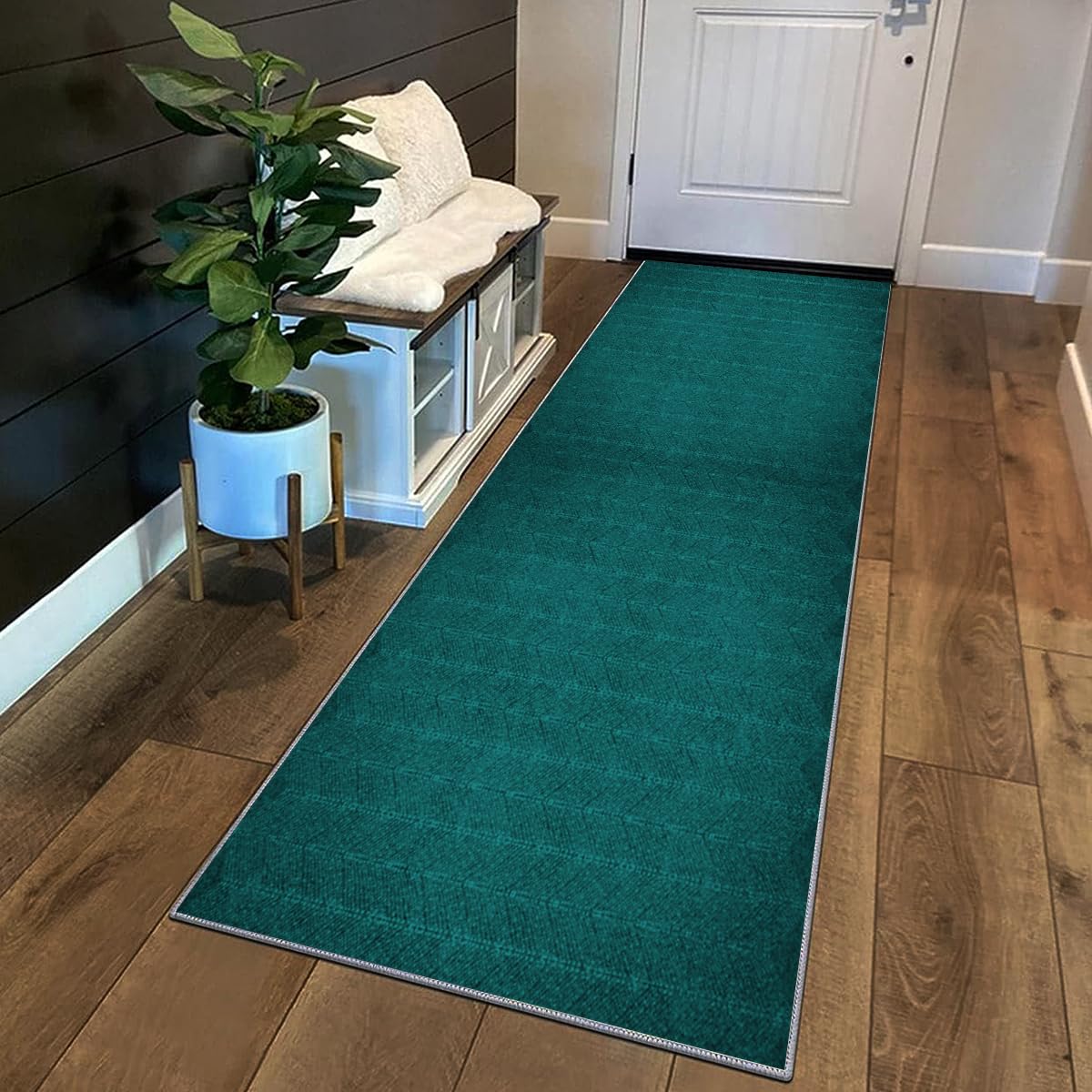 Tappeto Corridoio Lungo Tinta Unita 3.8 Metri Verde smeraldo Tappeto Cucina Antiscivolo Lavabile Tappeto Passatoia Corridoio per Corridoio Cucina Lavanderia Runner，，40x380cm