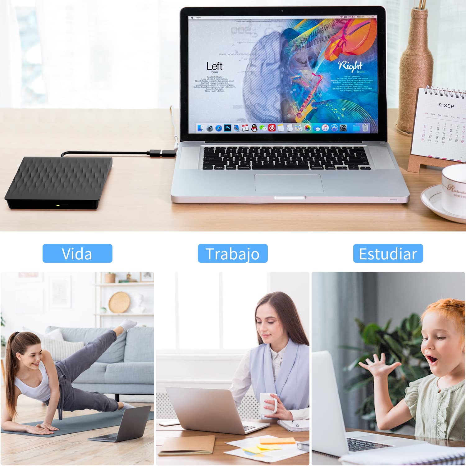 Grabadora Bluray USB 3.0 y Tipo-C Externa RW para Portátil y MacBook