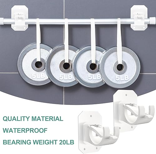 Miniatura 5 de 4 soportes de barra de cortina mejorados, sin taladrar, soportes de barra de cortina autoadhesivos, ganchos de barra de cortina ajustables sin