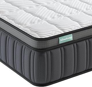 SZsuilong 4ft6 Double Mattresses, Memory Foam Pocket Sprung Hybrid Mattress, Orthopedic Mattress Double, Stress Relief, Zoned Support, Breathable Fabric, Medium Firm, 135×190x27cm