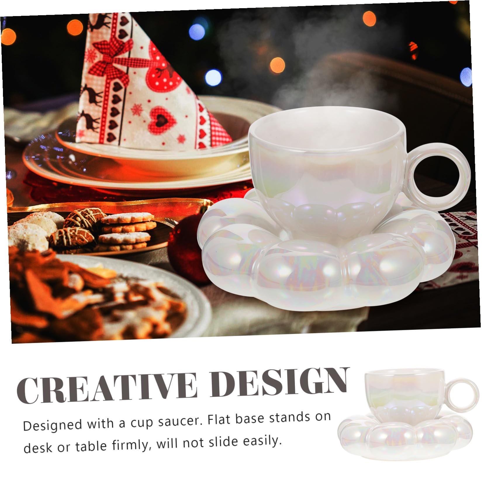 VANZACK Juego de Tazas de Café de Cerámica de 200ml con Platillo, Diseño Delicado y Base Plana, Adecuado para Café y Té en Casa o Obsequio Especial