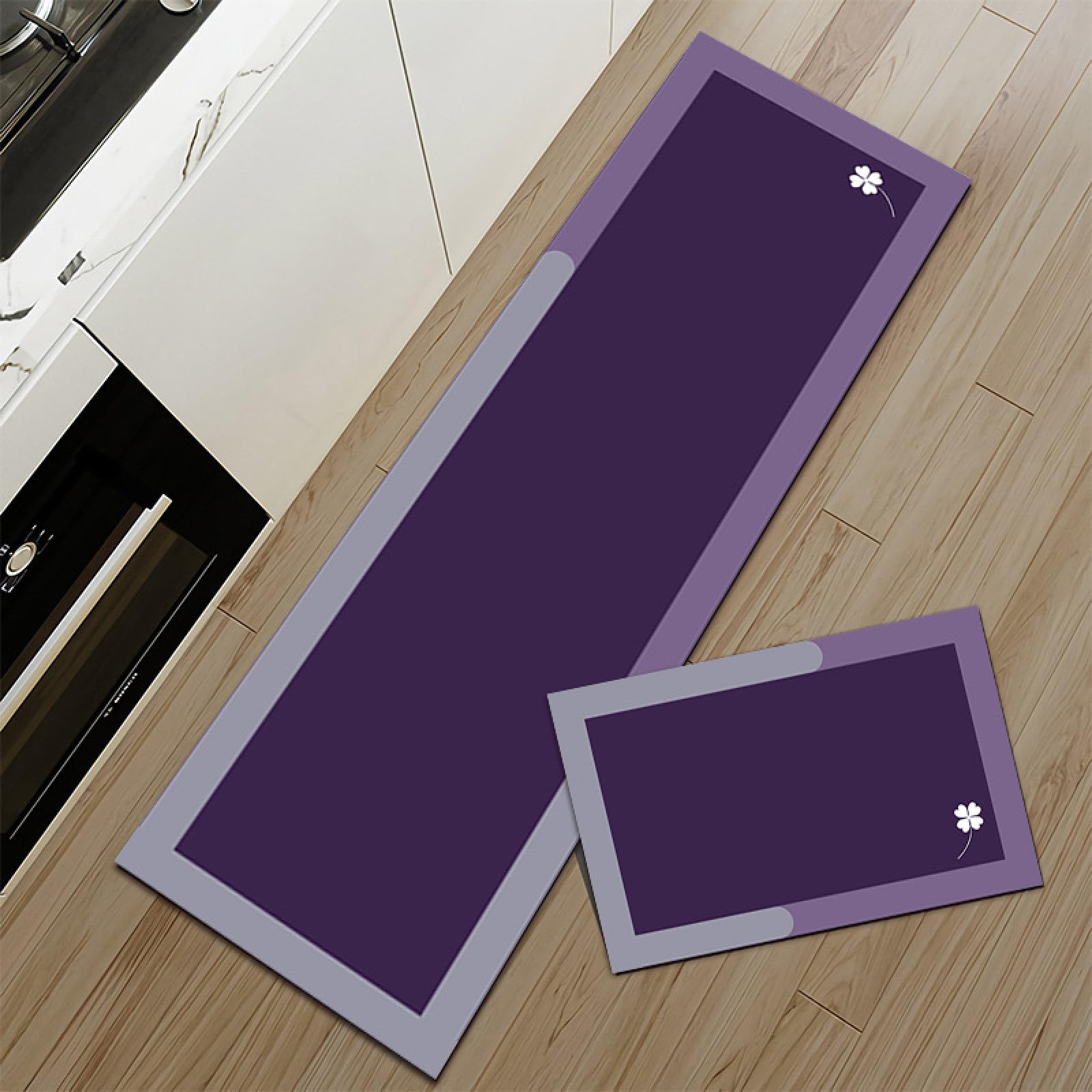 Everyiod Kitchen Rug Set 2 Piece Non Slip Kitchen Mat, Purple, 40cm x 60cm + 40cm x 120cm