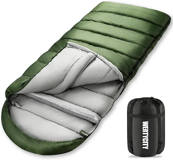 WERTYCITY Sleeping Bags for Adults Cold Weather & Warm, Lightweight Compact Camping Backpacking Sleeping Bag for Kids Girls Boys with Compression Sack for Outdoor & Indoor