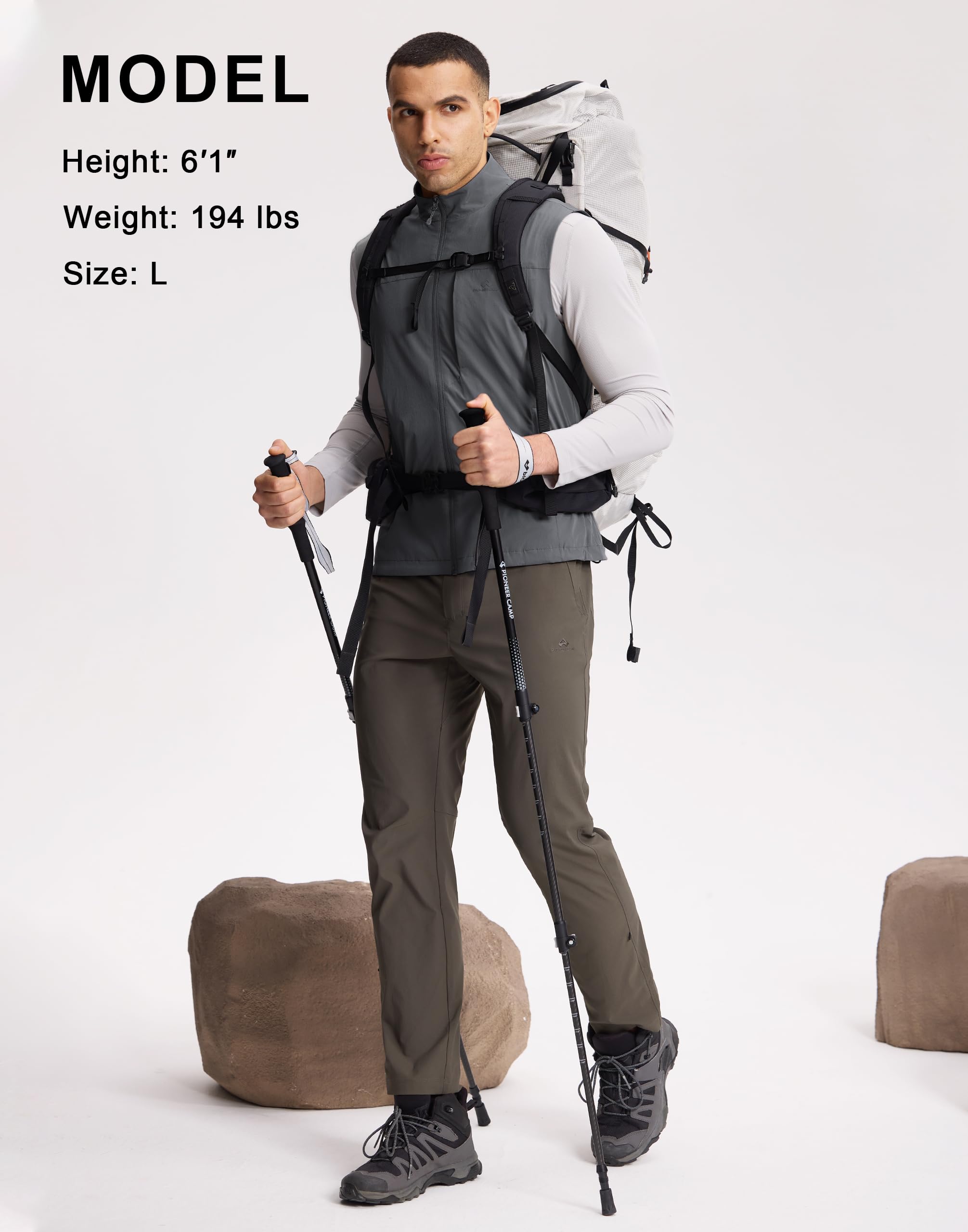 Pioneer Camp Gilet d'extérieur pour homme - Gilet fonctionnel respirant et coupe-vent avec inserts en maille, séchage rapide, extensible dans les 4 directions, fermeture éclair et poches multiples