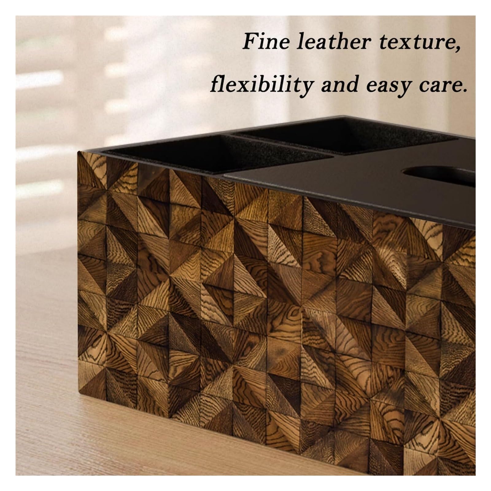 Kosmetiktuch-Spenderbox Amerikanischer Taschentuchbox-Halter, Wohnzimmer-Nachttisch aus Holz und Leder Must-Haves für die Wohnung(Single Grid)