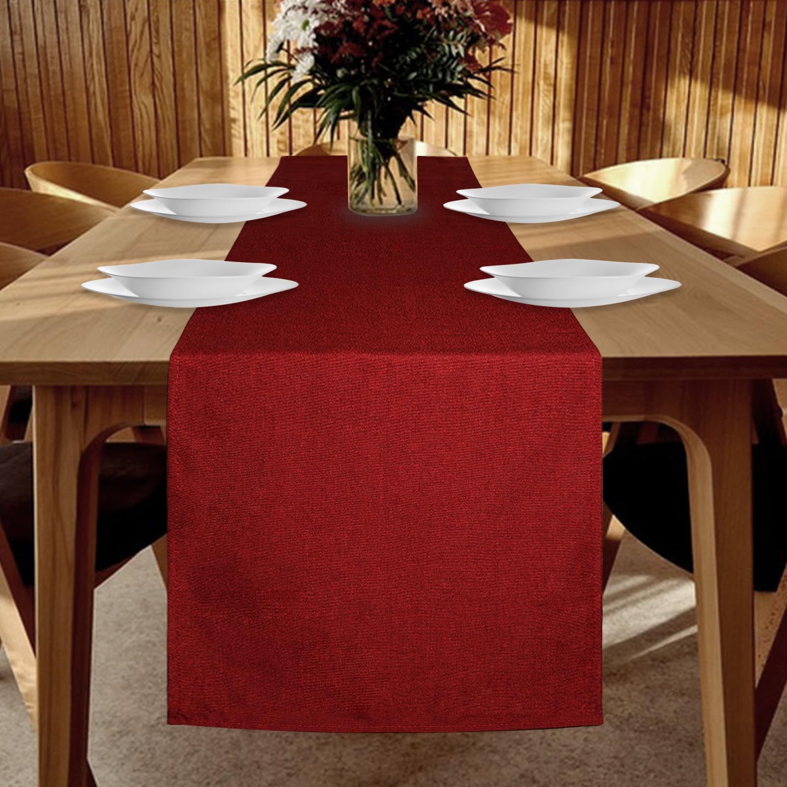 YUNSHANGHE Tafelloper, waterdicht, 40 x 180 cm, lente, modern, linnenlook, afwasbaar, tafelband, perfect voor eetkamer, party, feestdag, decoratie ( donkerbruin
