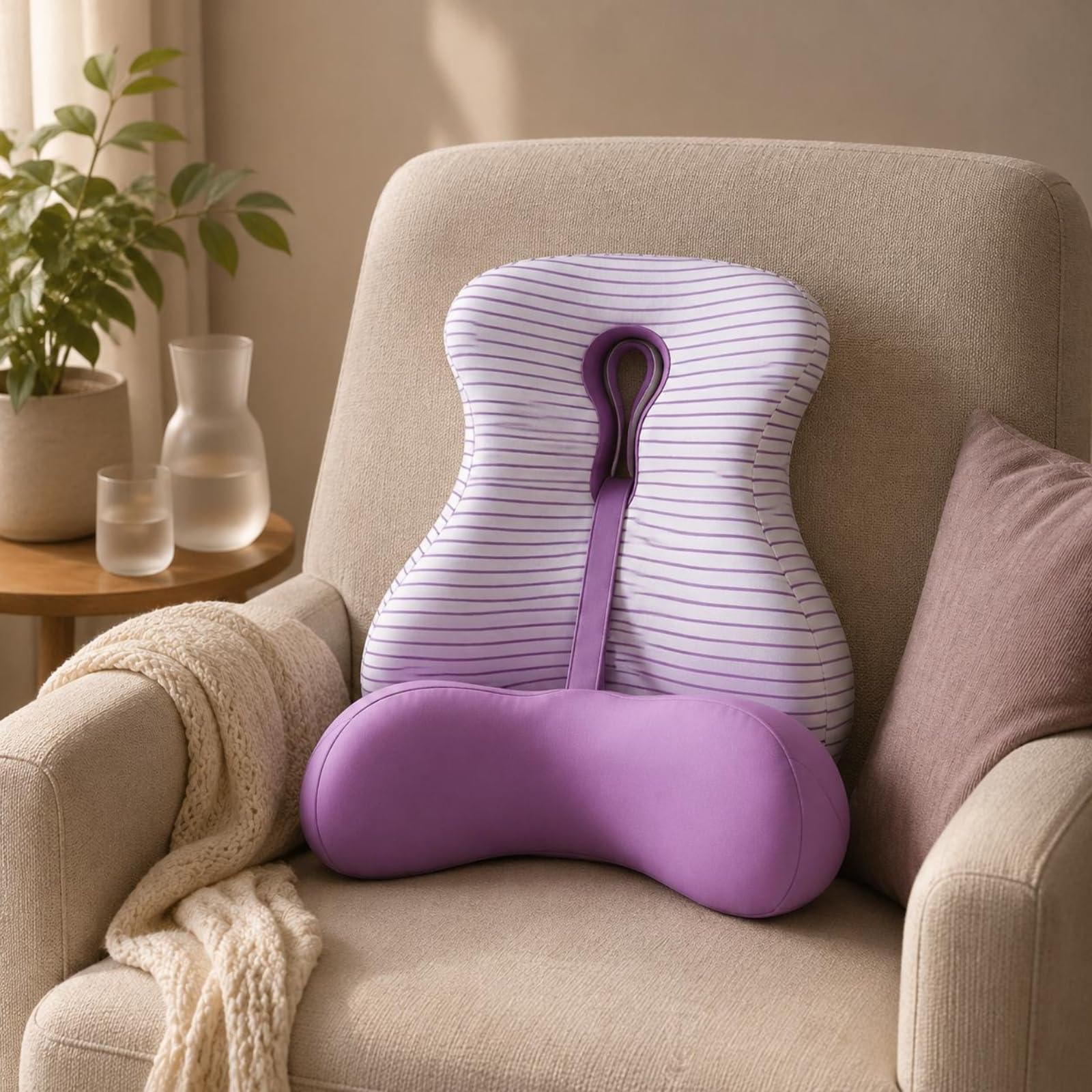 Amagogo Cojín Lumbar de Apoyo Respaldo Almohada Soporte Cojín con Centro Abierto para Ventilación y Descarga de Presión Espuma Viscoelástica de Moldeado, Gris, 42 14 49 Cm
