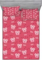 Vista 260 de Lunarable Grey Fitted Sheet & Pillow Sham Set, Pattern with Random Footprints Paw Traces Pet Legs Friendly Cats and Dogs, Decorative Printed 3 Piece