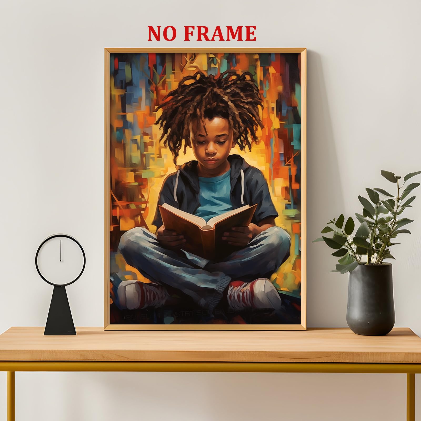Amazon.com: Black Boy Reading Wall Art African American Artwork