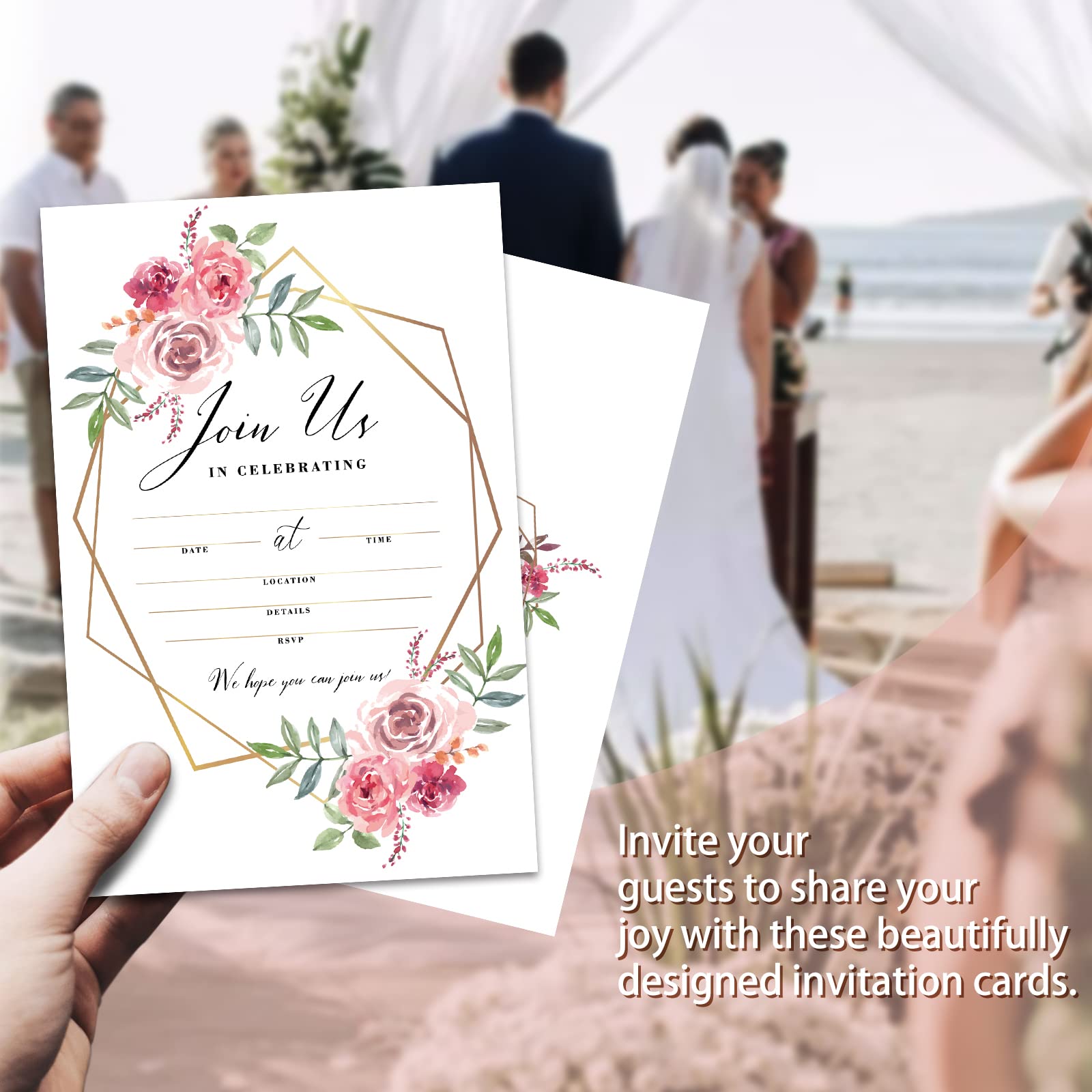 25 Invitaciones De Recepción De Boda, Tarjetas De Invitación De Despedida  De Soltera, Invitaciones De Compromiso Con Sobres, Hermosos Y Minimalistas  Suministros De Planificación De Boda (JY078, image size:1600x1600