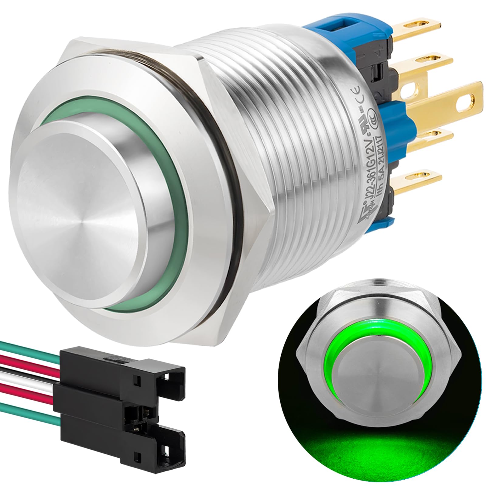 Snapklik.com : 22mm Push Button Switch Latching High Round Waterproof ...