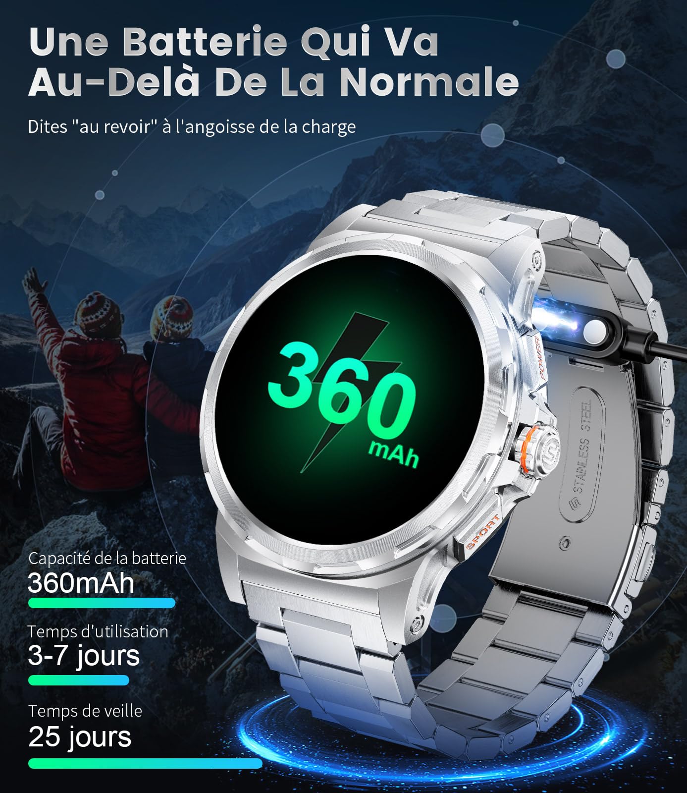 Orologio da uomo militare con chiamata Bluetooth, 1,43" AMOLED Smartwatch con 3 cinturini, impermeabile 5ATM, 110+ modalità sportive, frequenza cardiaca/SpO2/monitoraggio del sonno Android iOS