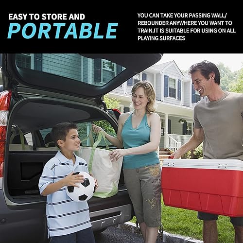 Miniatura 7 de Yedaca Tabla de paso de fútbol plegable de 40 x 16 pulgadas tablero de rebote de fútbol de doble ángulo para rebotar o pasar y disparar con bolsa de