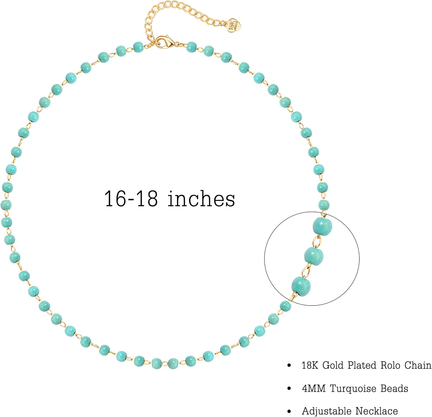 Beaded Choker Necklaces for Women Girls Natural Turquoise Fluorite Malachite Stone Bohemian Beaded Choker Jewelry - Image 4