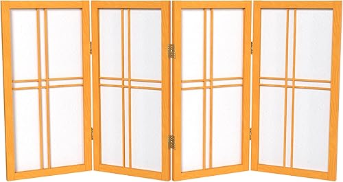 Pantalla Shoji de doble cruz corta para escritorio de 2 pies - Negro - 4 paneles