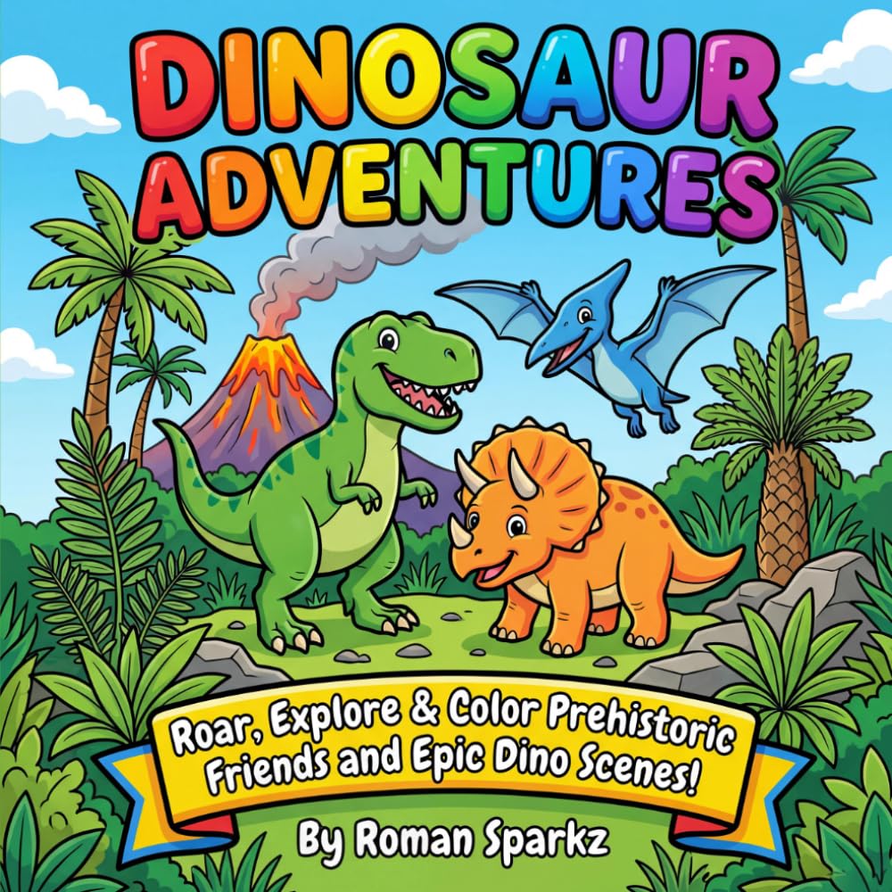 Dinosaur Adventures – A Roaring & Exciting Coloring Book/Adventure!: A Roaring & Exciting Coloring Book/Adventure!