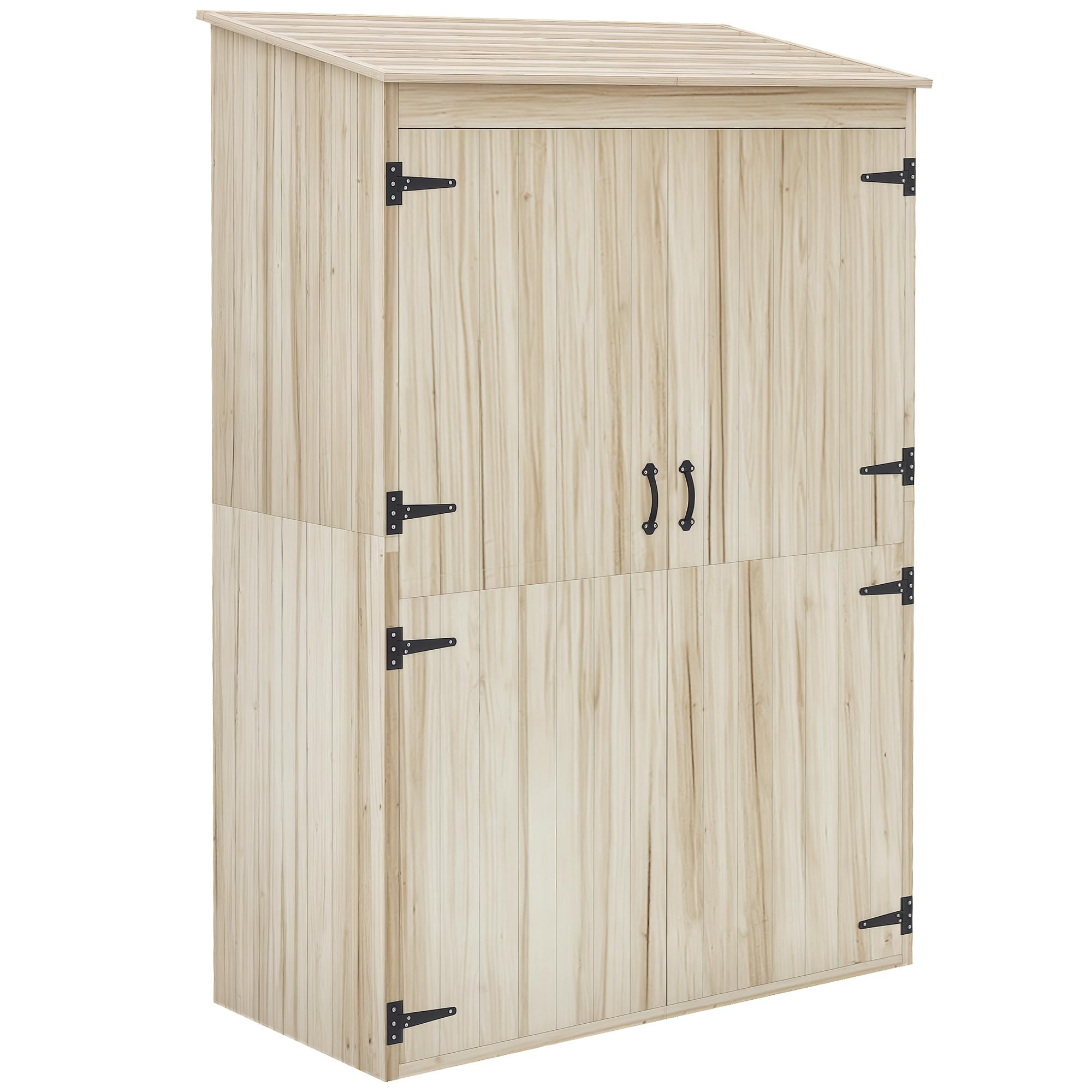 Armadio Da Esterno Outsunny In Legno - Casetta Per Attrezzi Da Giardino 77x55x72 Cm - Marrone Con Tetto Impermeabile - Foto 3