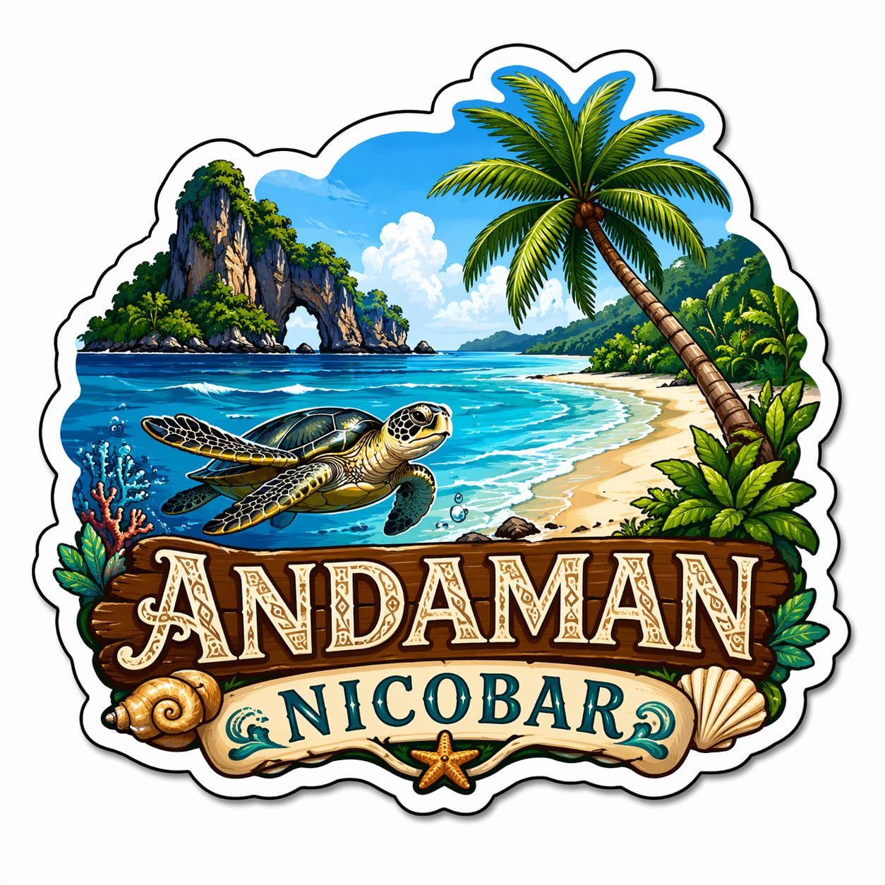 Andaman Theme Wooden Fridge Magnet Souvenir | 3x3 in Kitchen Home Decor Gift-image-18