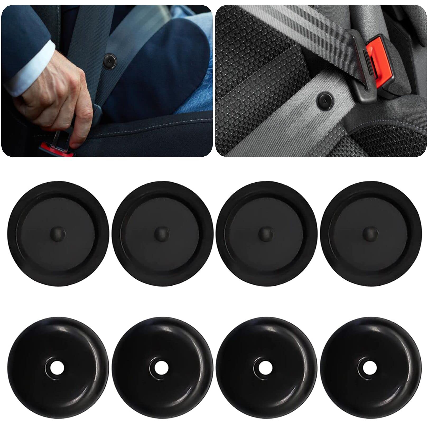 SHENLONG 4 Sets Seat Belt Stop Buttons,Anti- slip Seat-Belt Stopper Clips Snap-On System,Seat Buckle Buttons,Practical Retainer Buttons for Vehicle universal fit kit