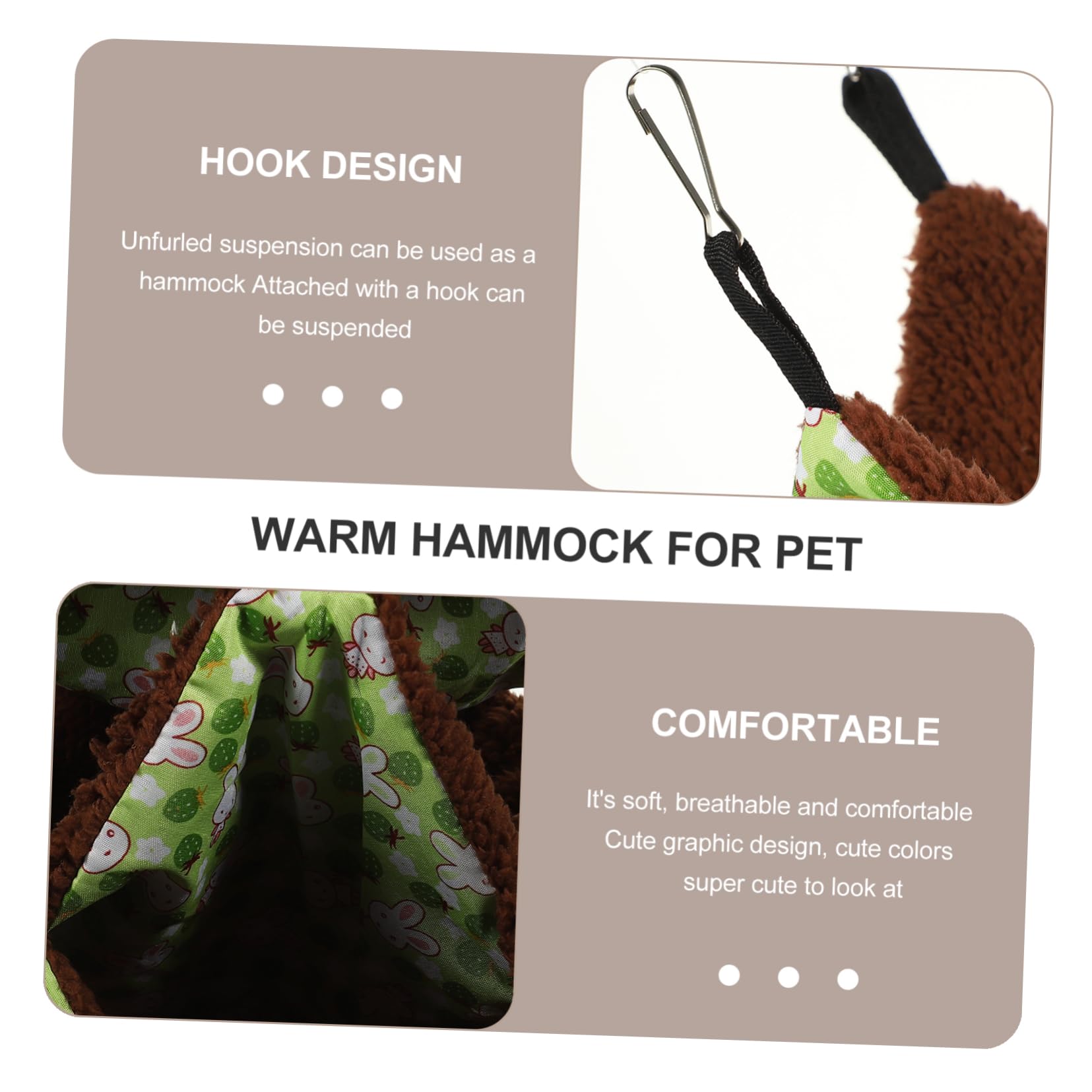 BESPORTBLE 4 Piezas Hamaca cálida para hámster Adorable Hamaca Chinchilla Peluche Hamacas para roedores Cama Colgante Animal pequeño Delicada Cama de hámster Invierno Conejillo de Indias