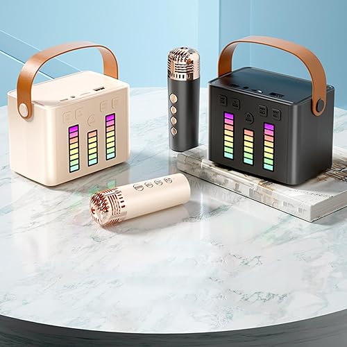Miniatura 6 de Máquina de karaoke Bluetooth con micrófono inalámbrico, sistema de sonido portátil con asa, LED múltiples transformaciones de luz Bluetooth