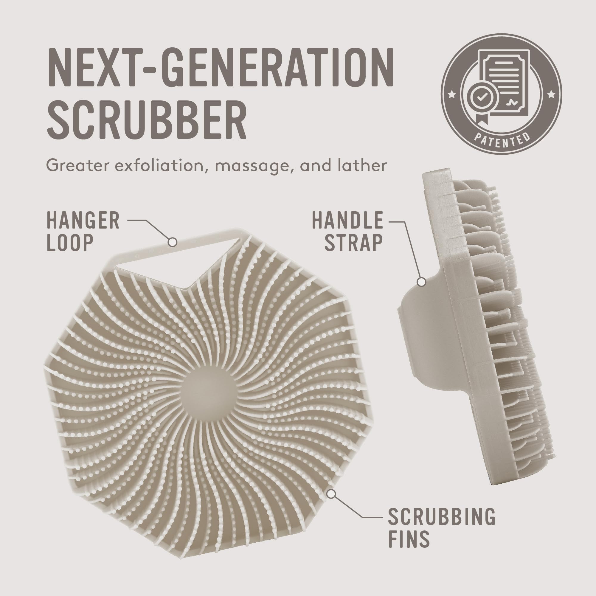 Sud Scrub Antimicrobial Silicone Body Scrubber, Exfoliating Scrubber For Sensitive Skin, Eco Friendly Shower Body, Brush Showering, Clay