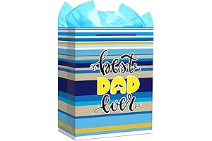 FaCraft Happy Fathers Day Gift Bag - 13" Large Best Dad Ever...