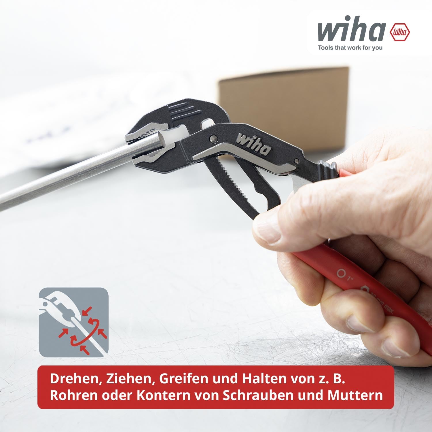Wiha QuickFix Classic 46614 Pince multiprise automatique 180 mm avec réglage rapide et protection de serrage, clé à pince, pince pour robinetterie