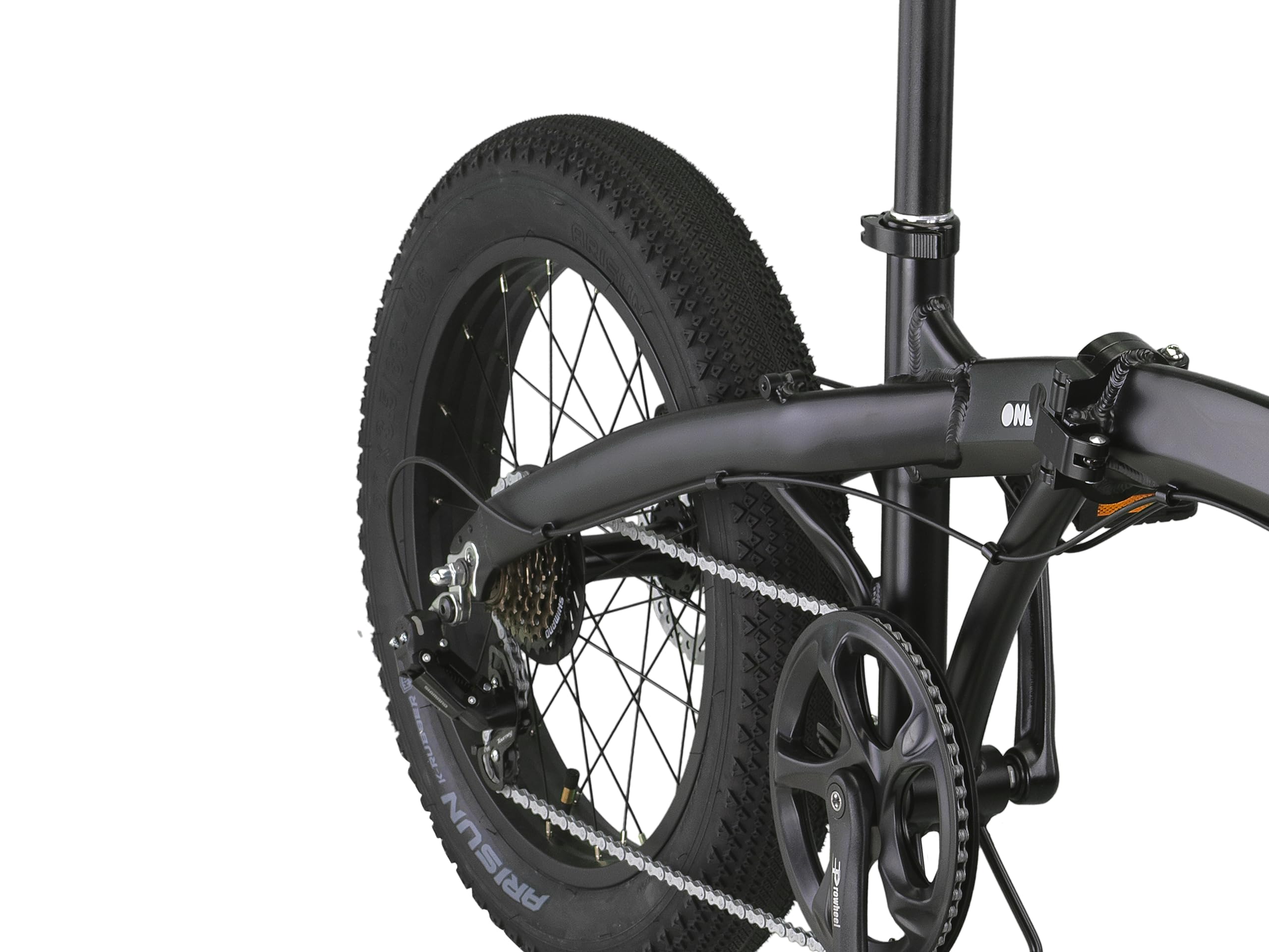 PACTO One Fatbike - Bicicletta pieghevole a 6 velocità, telaio in alluminio, freno a disco, luce LED, 17 kg, colore: Nero