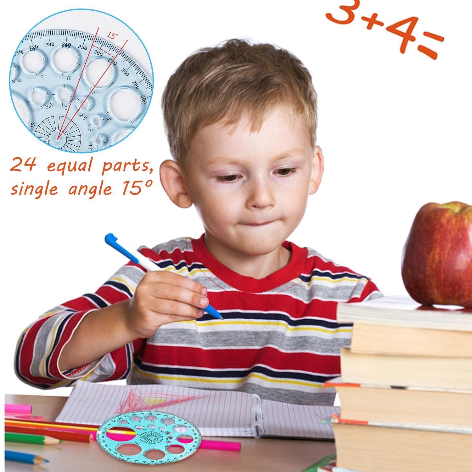 2 Righelli Rotondi Geometrici | Per Disegno Tecnico E Artistico | Goniometro 360° E Stencil Cerchi - Foto 9