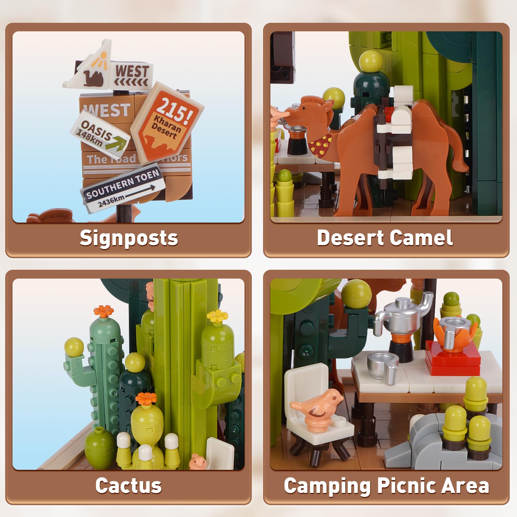 Bauklötze Set Mit Koffer (745 Teile) – Kreatives Bauspielzeug Mit Wüsten-Camping-Motiv, Geschenk Für Kinder