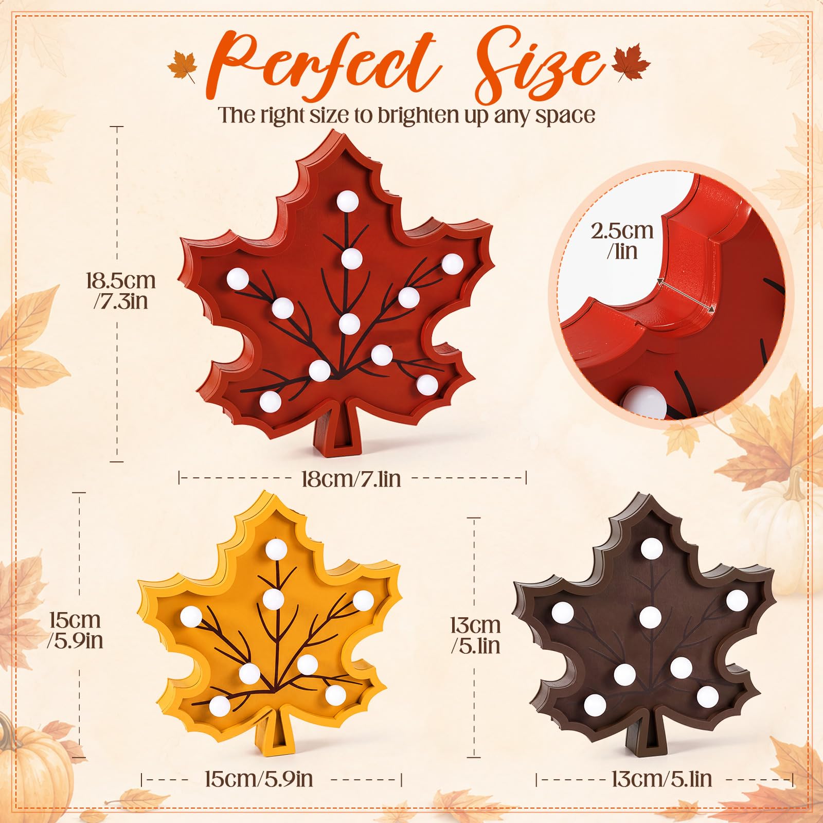 Novabright 3 pz autunno Decor legno foglia d'acero decorazione segno del