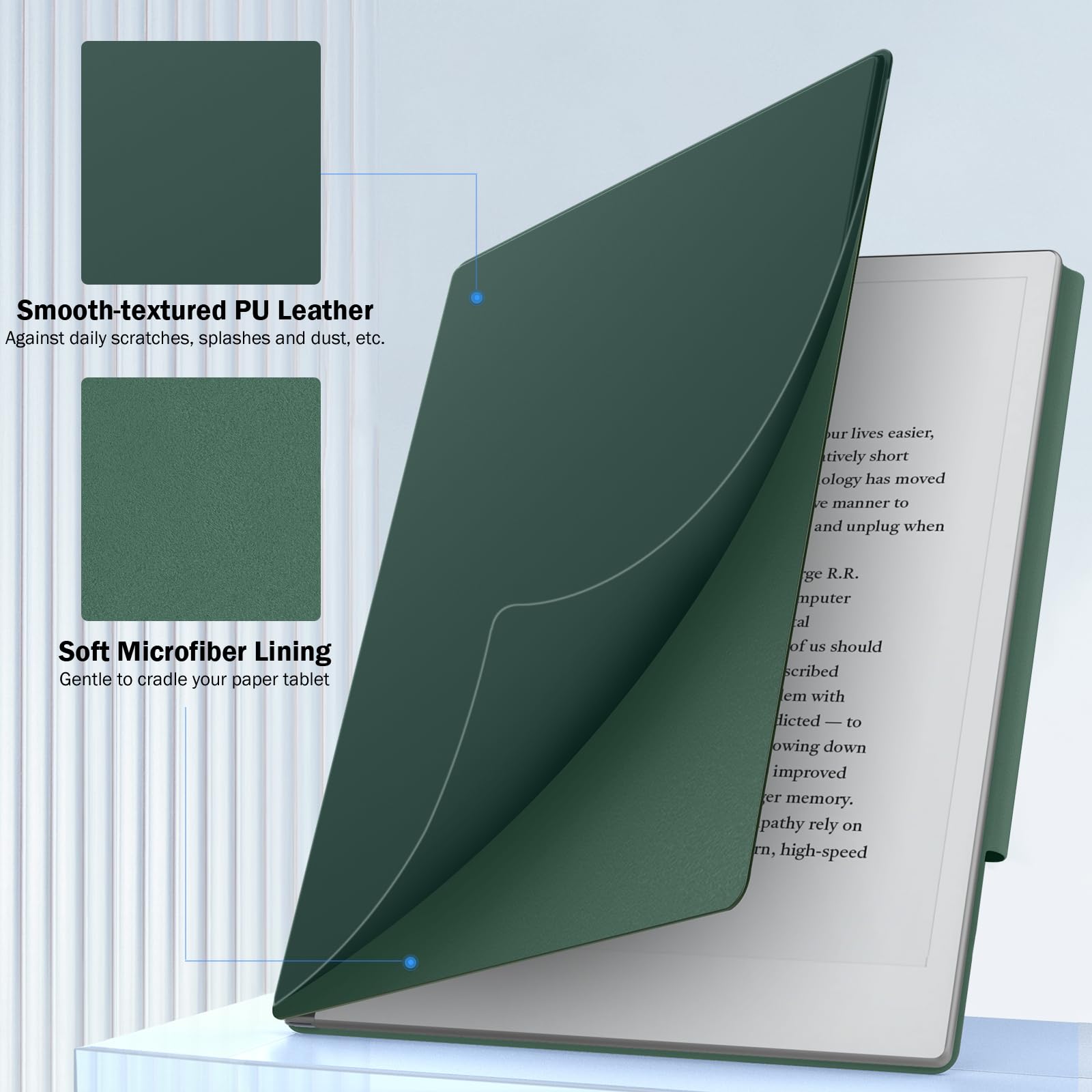 MoKo Custodia Compatibile con remarkable 2 2020, Custodia Folio Magnetica Ultrasottile con Ampia Chiusura per Penna, Cover in Pelle per Tablet per remarkable 2 2020, Verde notte