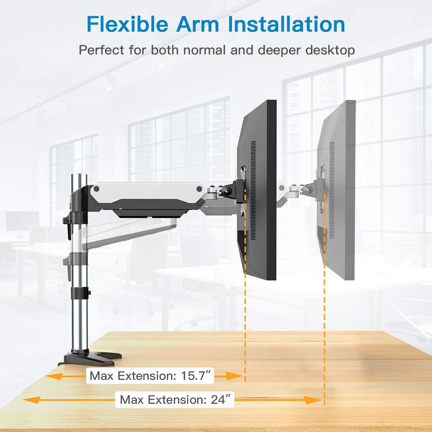 HUANUO Single Monitor Mount, Single Monitor Arm Fits 17 to 32 Inch