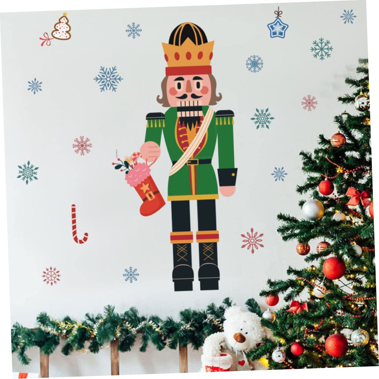 TOPBATHY 4 Hojas Pegatinas navideñas para Ventanas Feliz Navidad calcomanías de Pared Decoraciones de Ventana de Copos de Nieve Christmas Decorations Adornos navideños Decoración navideña