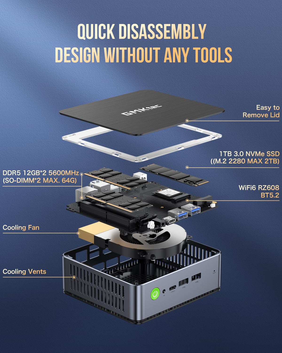 Amazon.com: GMKtec Mini PC Intel Core i7 12650H (4.7GHz) Business 