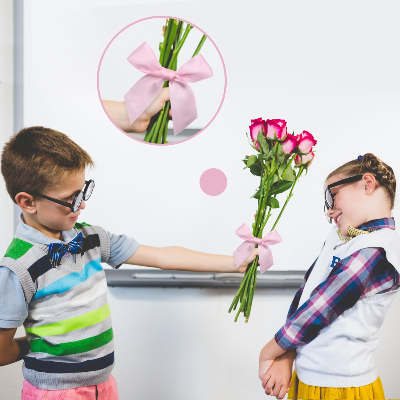 60 Fiocchetti Decorativi 7x7cm Con Nastro Biadesivo | Per Bomboniere, Regali, Matrimoni E Natale | Colore Rosa - Foto 11