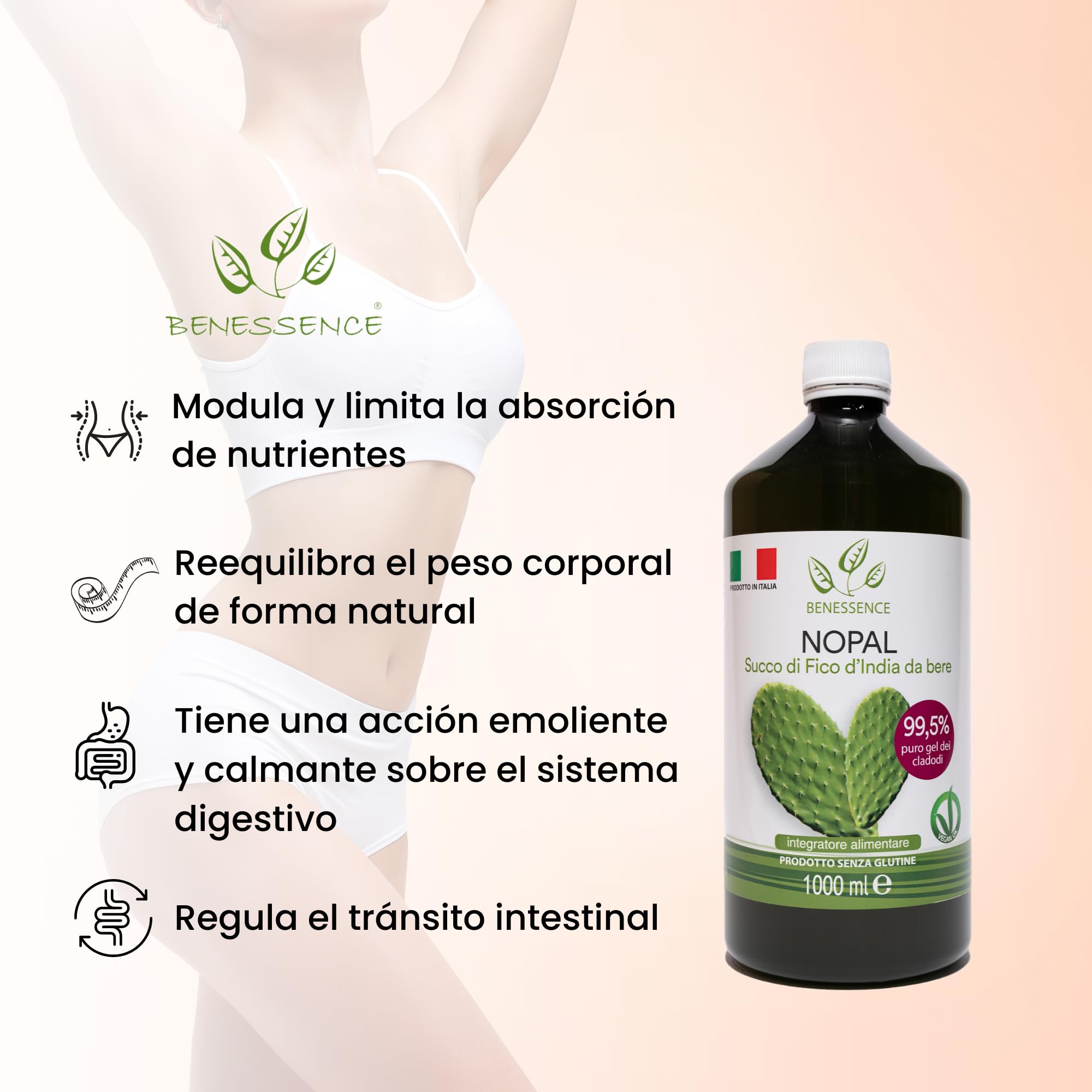 Benessence Nopal Zumo de higo chumbo 99,5% 1L